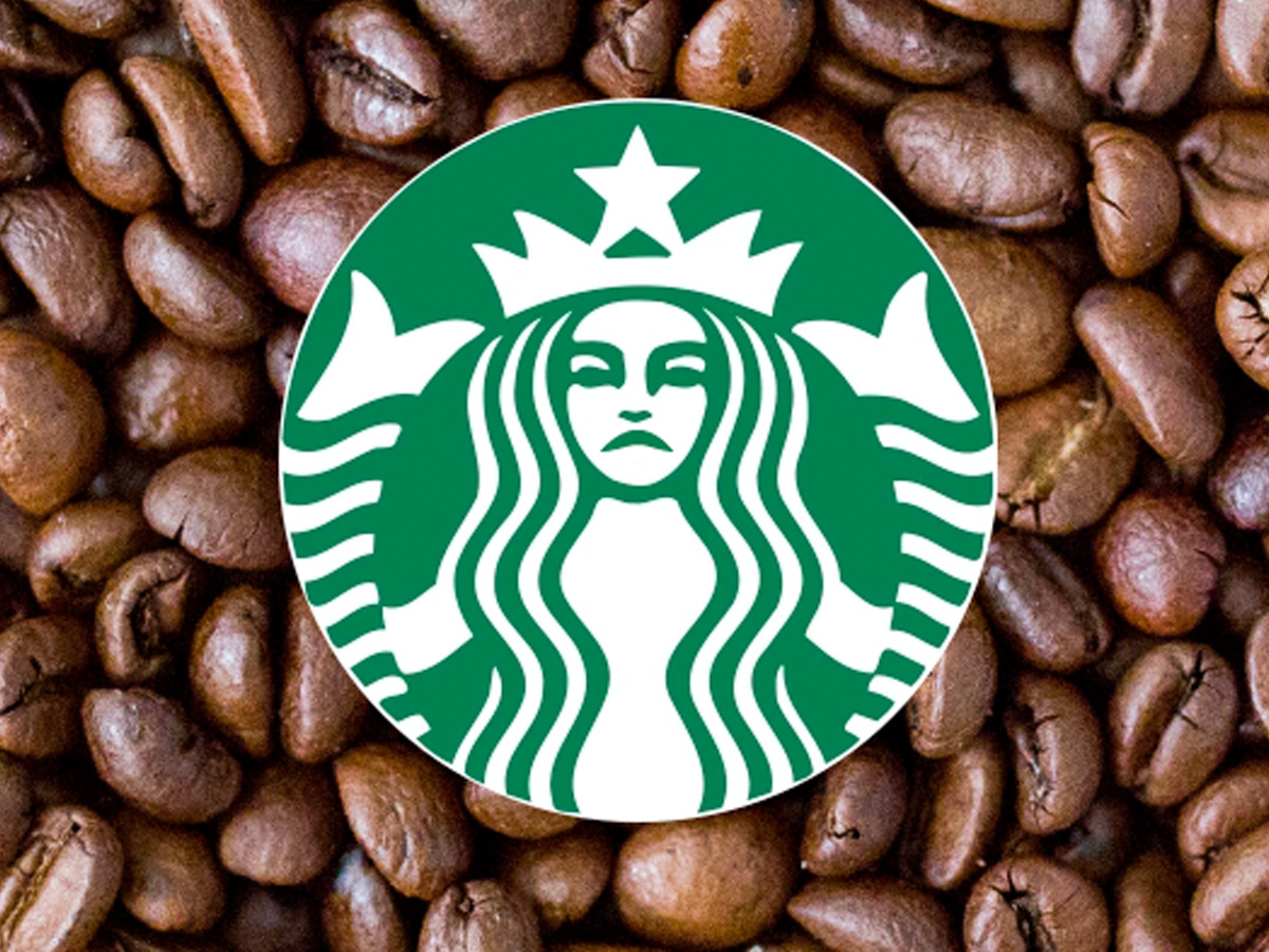 starbucks logo on coffee beans
