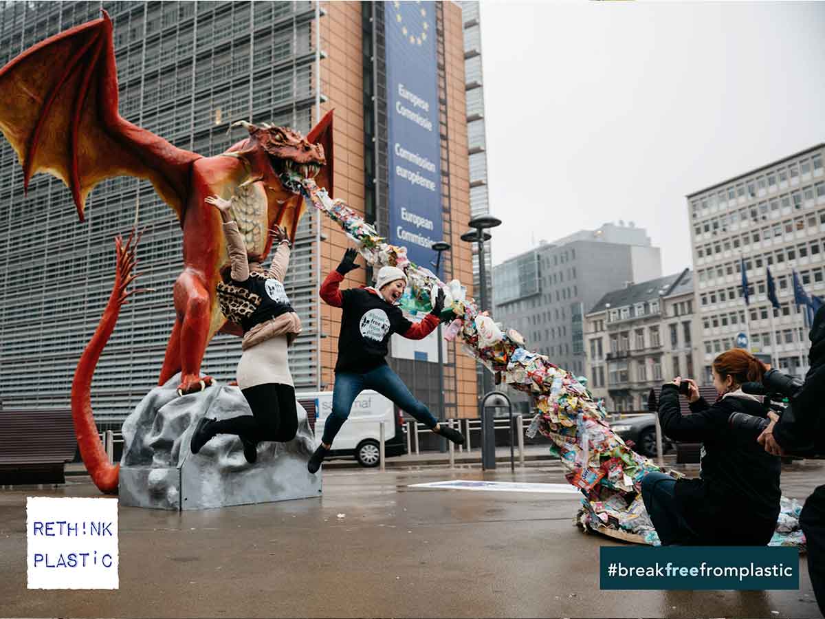 A Dragon spewing out plastic in Brussels