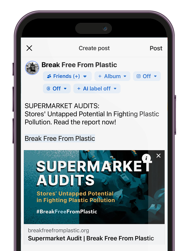 a mobile phone showing a facebook page sharing the supermarket audit page